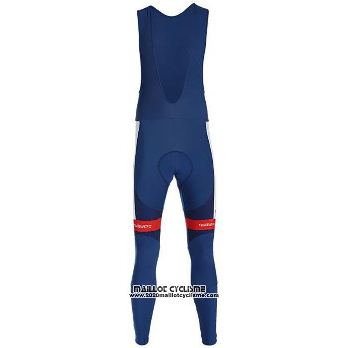 2020 Maillot Cyclisme Direct Energie Profond Bleu Rouge Manches Longues et Cuissard